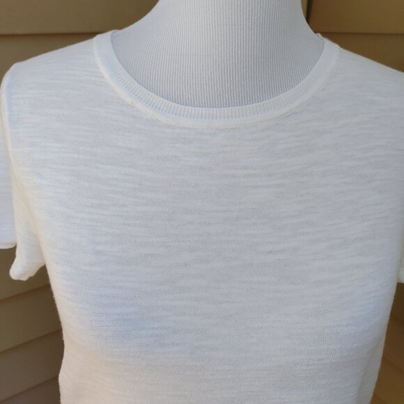 LOFT White Knit Crewneck Top Short Sleeves Solid Comfy Casual Cotton - Picture 4 of 12